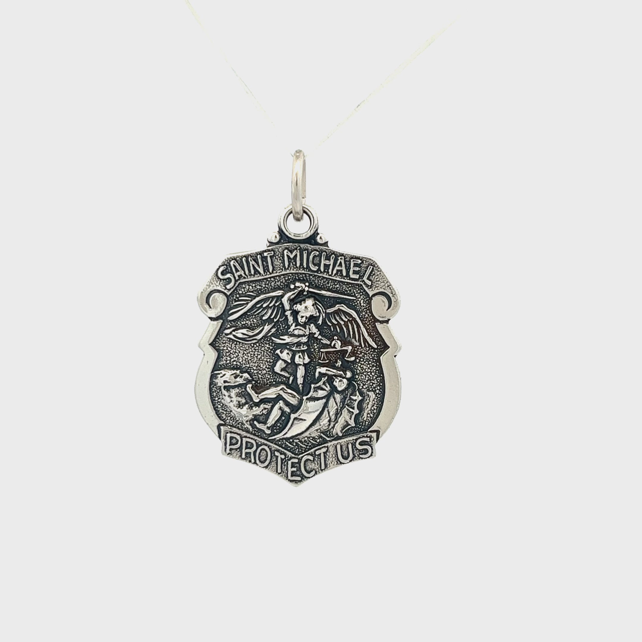 925 Antiqued Silver Saint Michael Badge L S