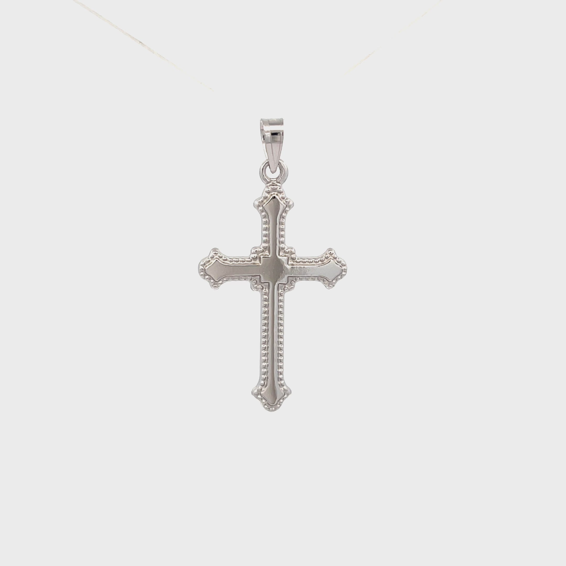 14K White Gold Budded Cross M S XS