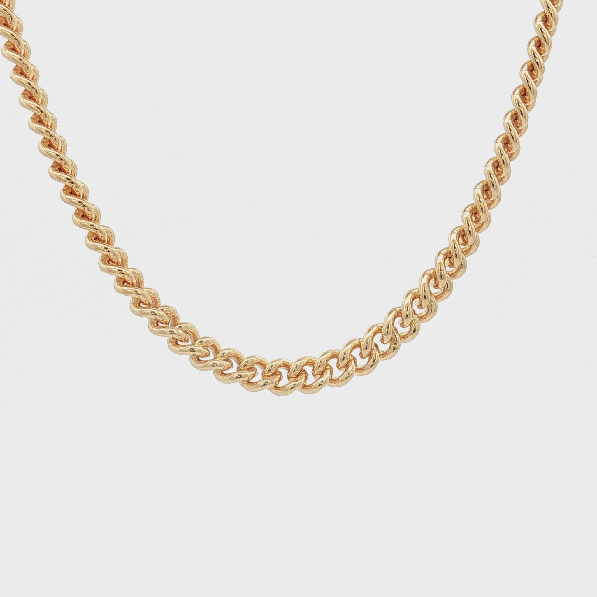 Solid 14K Double Bonded Gold 4mm Cable chain with Lobster clasp available in Length 20 inch 22 inch 24 inch video