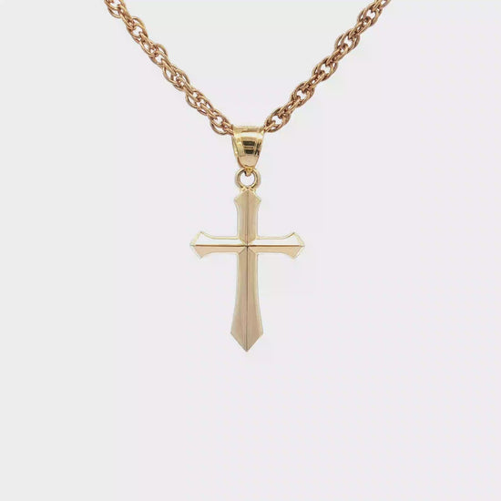 Solid 14K Double Bonded Gold Angled Cross pendant only S size video