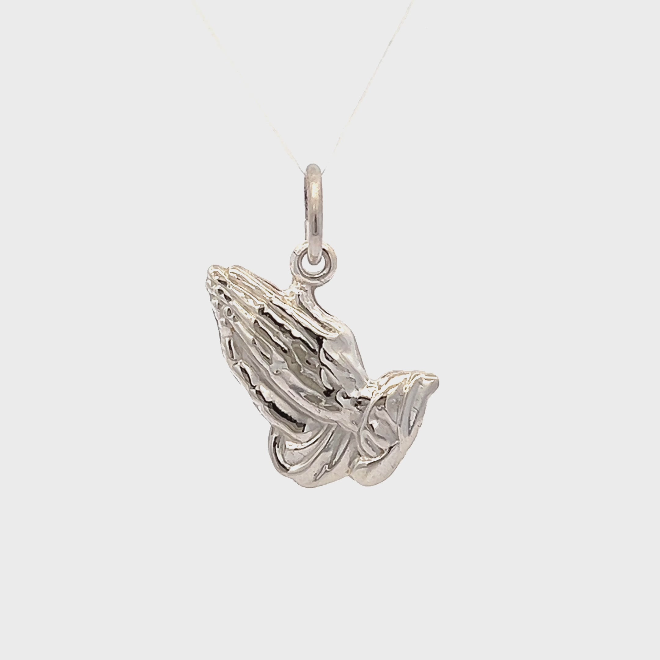 925 Bright Silver Praying Hands Charm L M