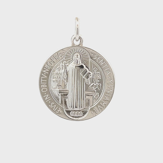 925 Bright Silver Saint Benedict Medal L M