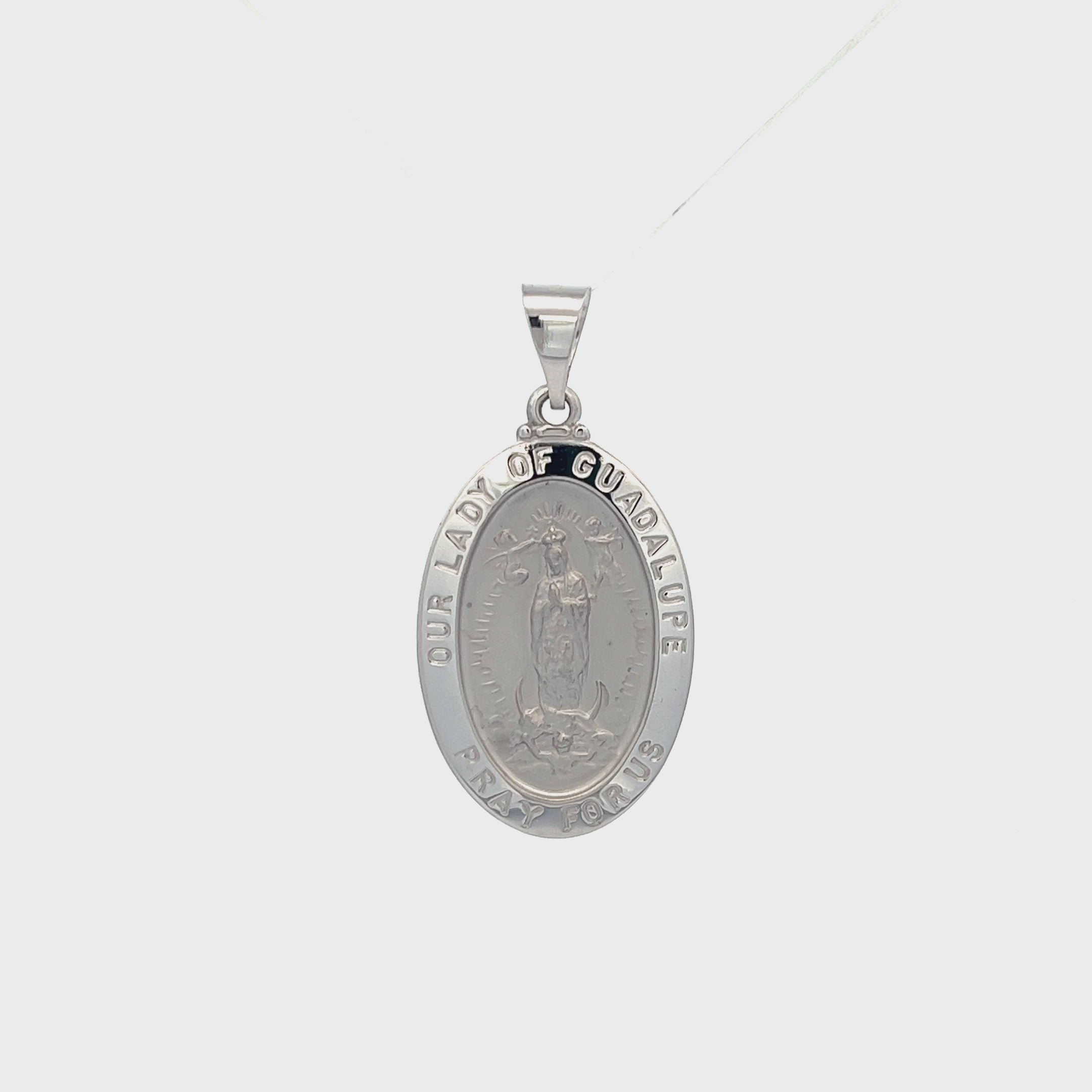14K White Gold Our Lady of Guadalupe Medal M S XS