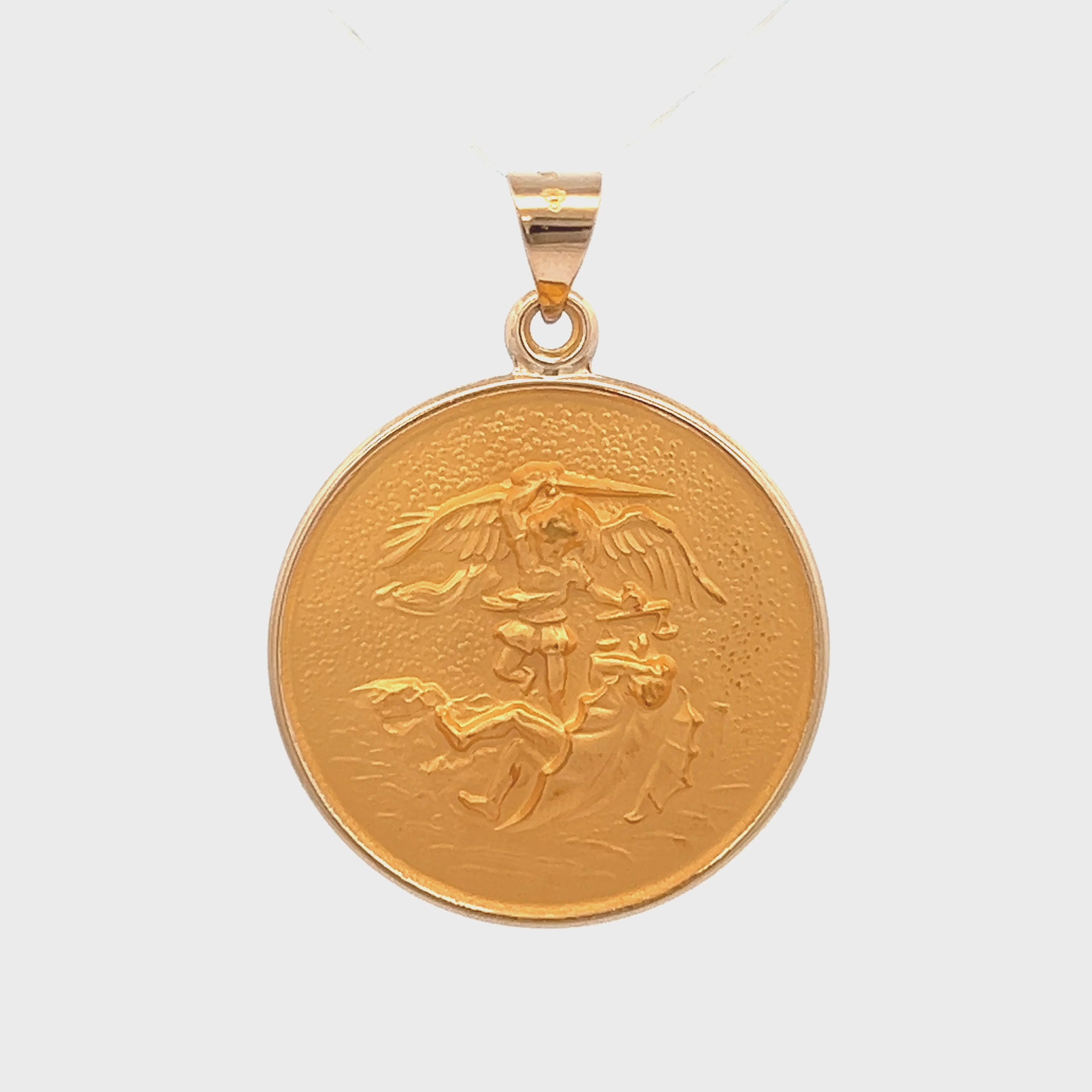 18K Yellow Gold Saint Michael Medal XL S