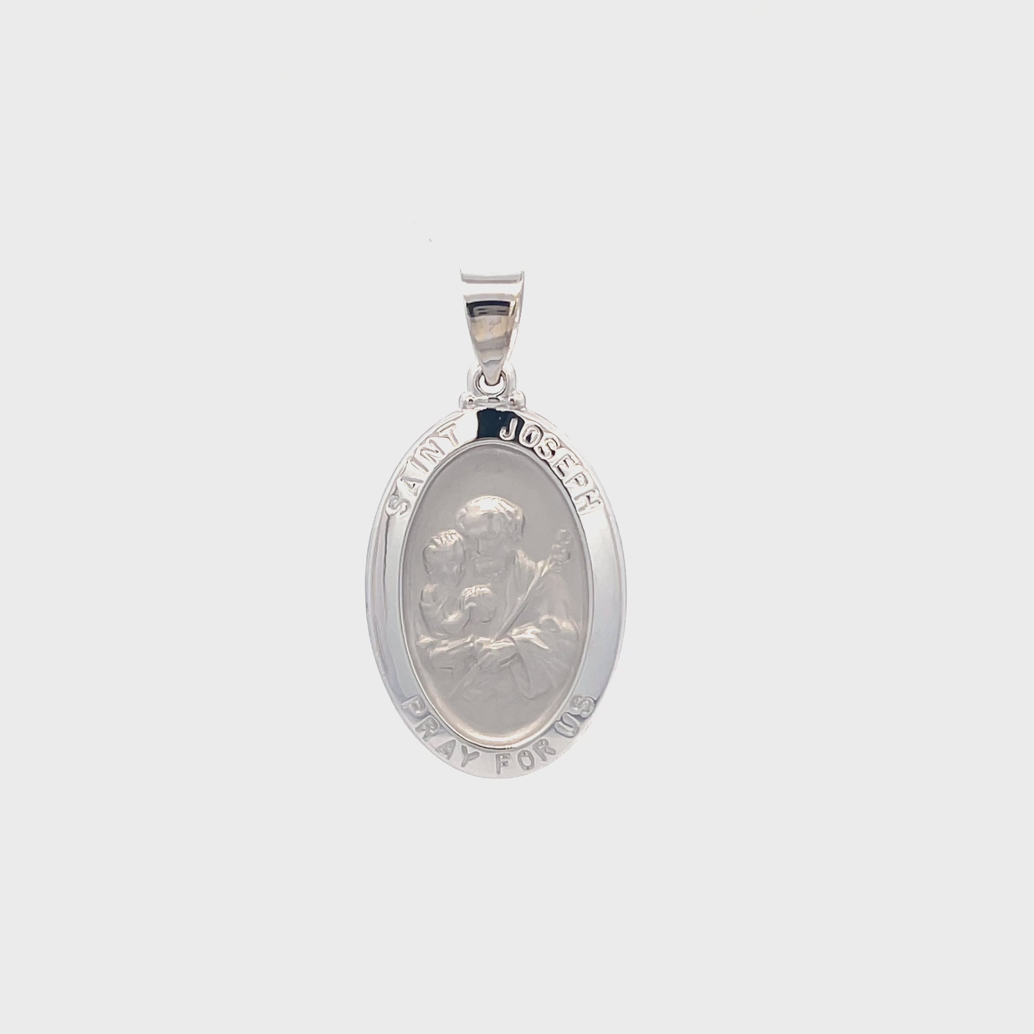 14K White Gold Saint Joseph Medal L M S XS