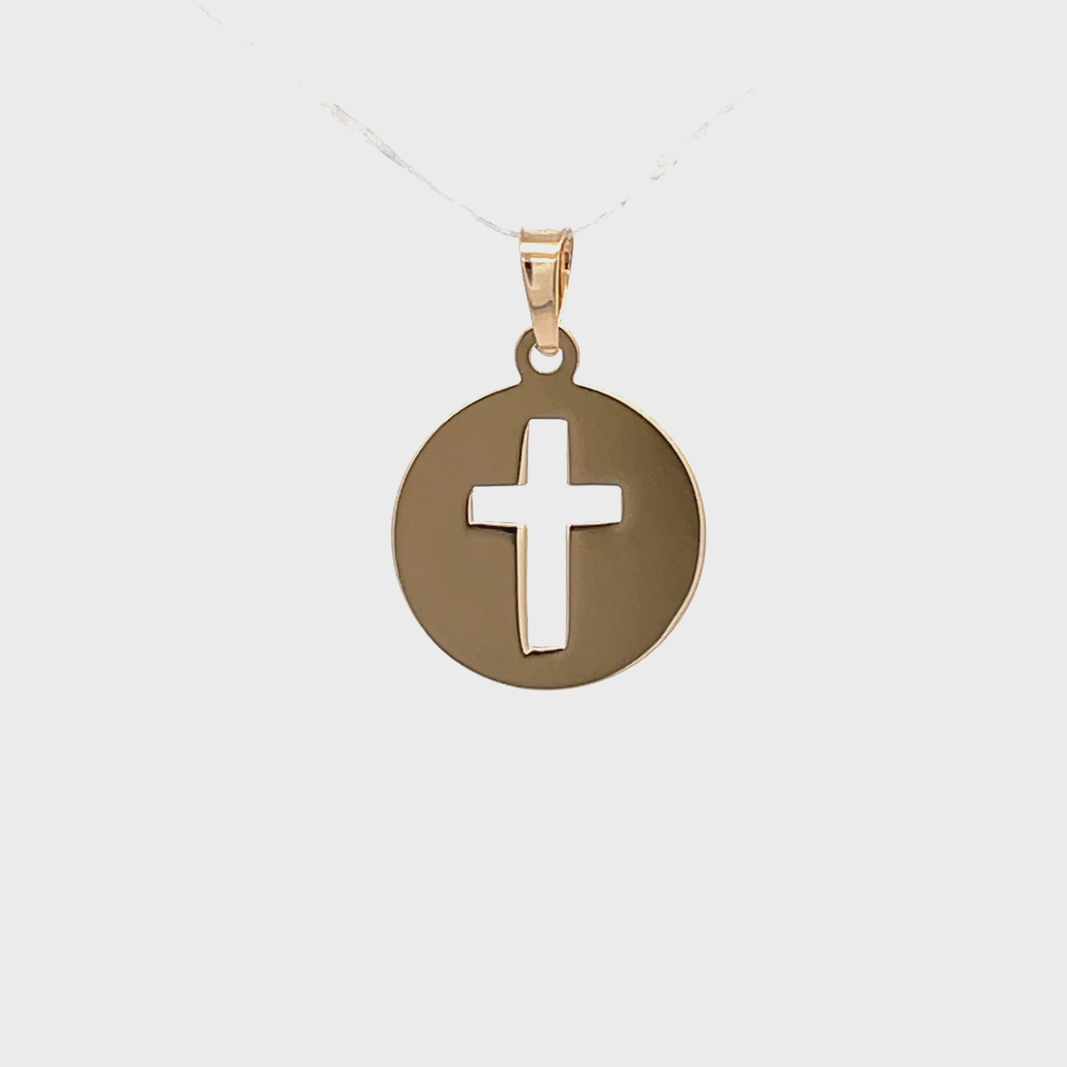 14K Yellow Gold Cut Out Cross Pendant S