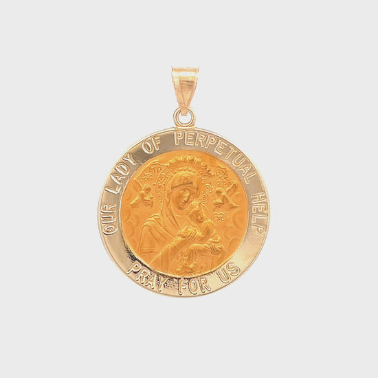 14K Yellow Gold Perpetual Help Medal M S XS