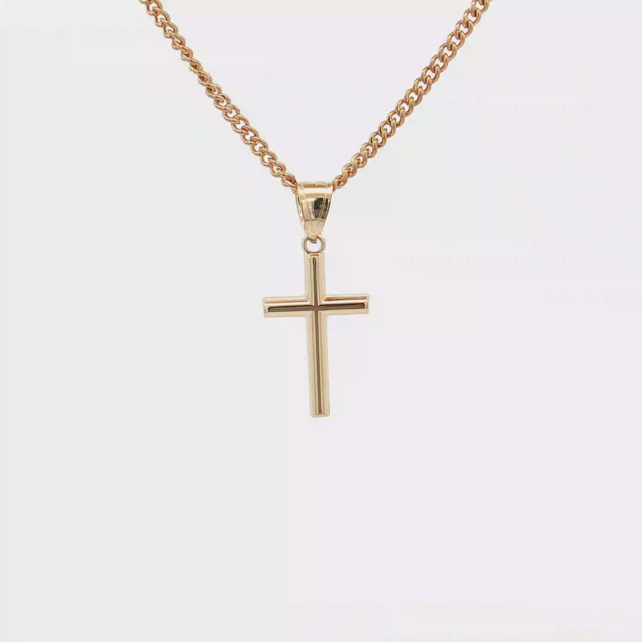 Solid 14K Double Bonded Gold Tube Cross Pendant only XXL XS video