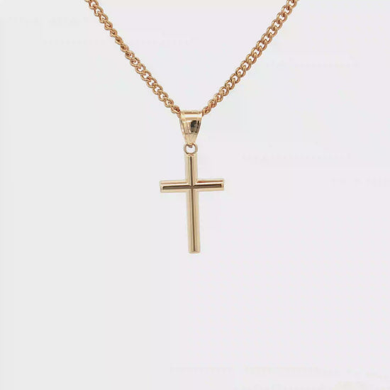 Solid 14K Double Bonded Gold Tube Cross Pendant only XXL XS video