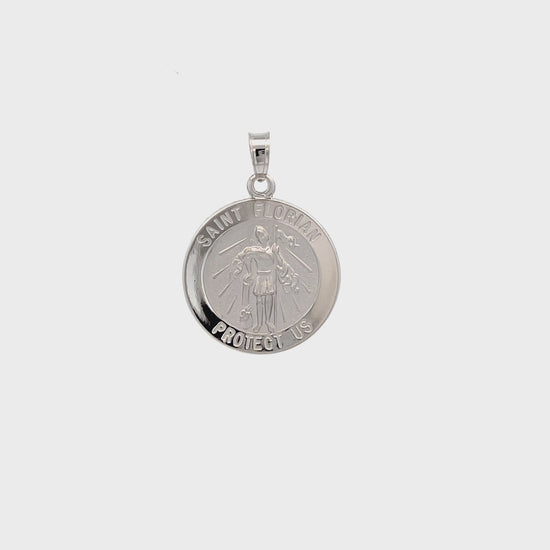 14K White Gold Saint Florian Medal M