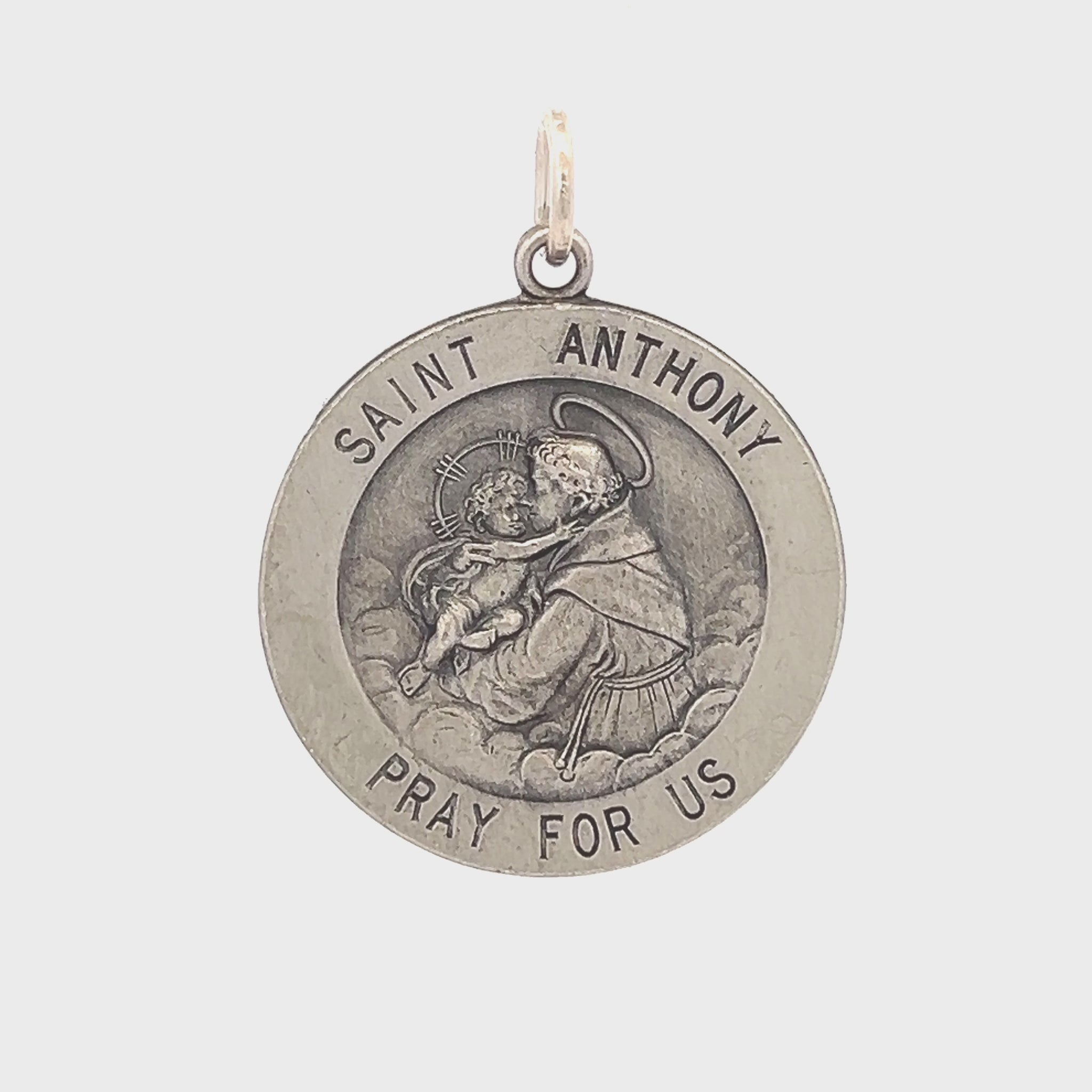 925 Antiqued Silver Saint Anthony Medal XL L M S