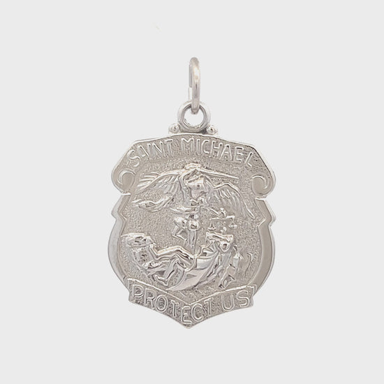 925 Bright Silver Saint Michael Badge L S