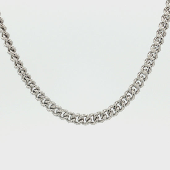 Bright Silver 925 SS Solid 925 Sterling Silver 4mm Curb Chain 20 inch 22 inch 24 inch video