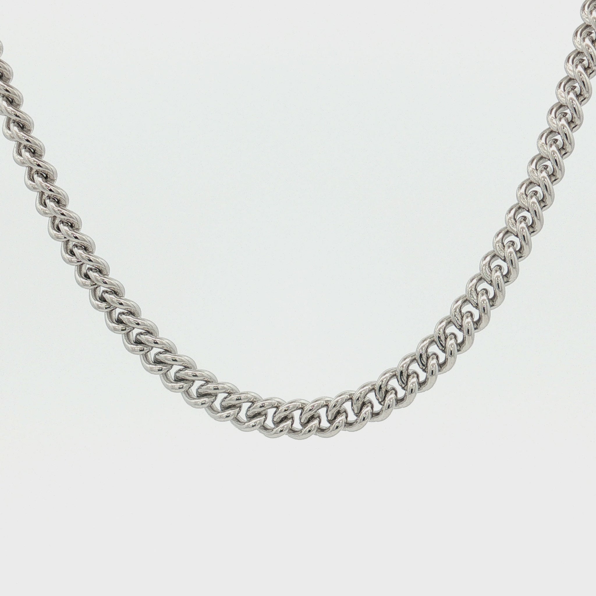 Bright Silver 925 SS Solid 925 Sterling Silver 4mm Curb Chain 20 inch 22 inch 24 inch video