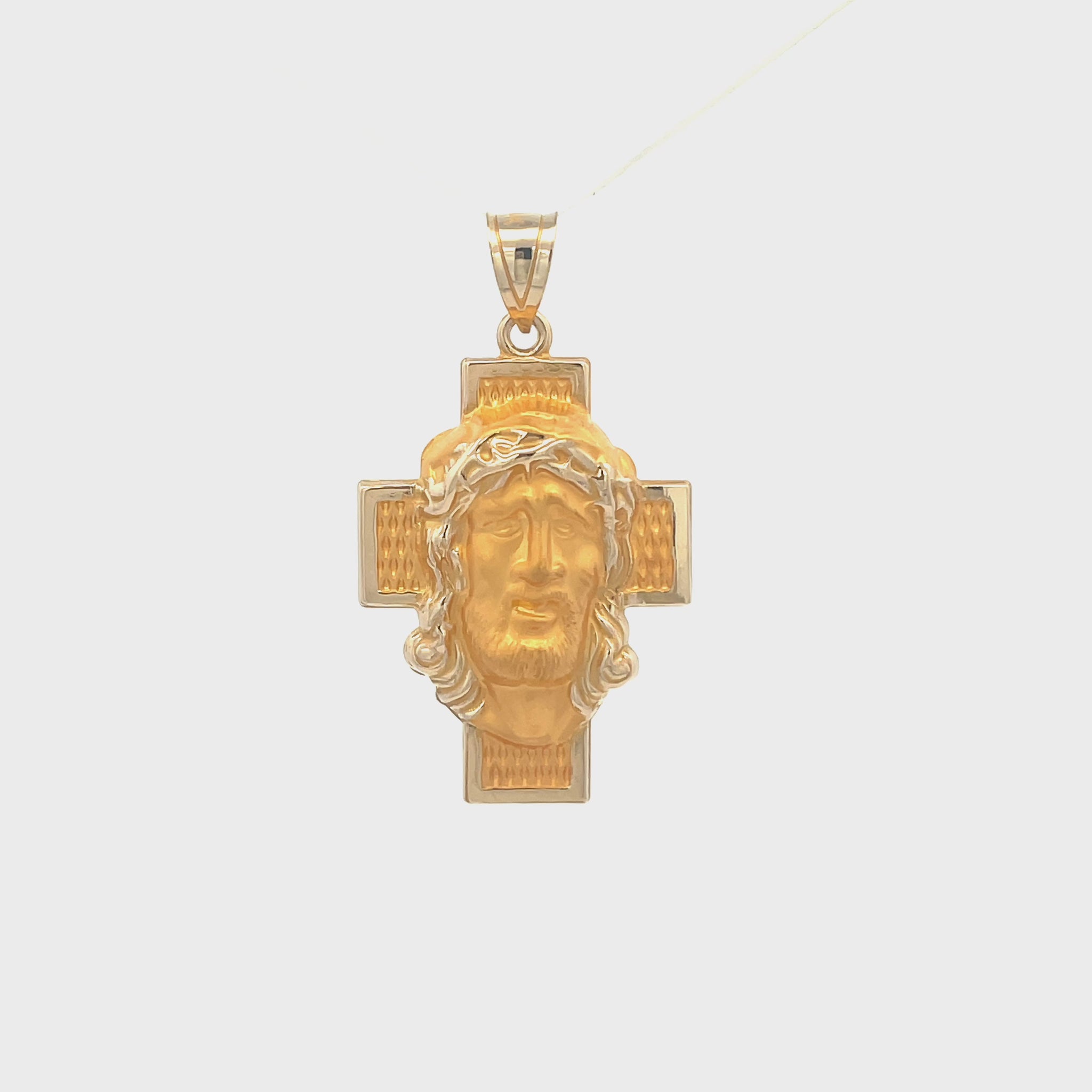 14K Yellow Gold Christ Head Pendant L