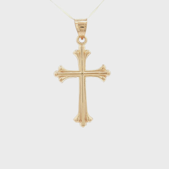 Solid 14K Double Bonded Gold Cathedral Gothic cross M pendant only video