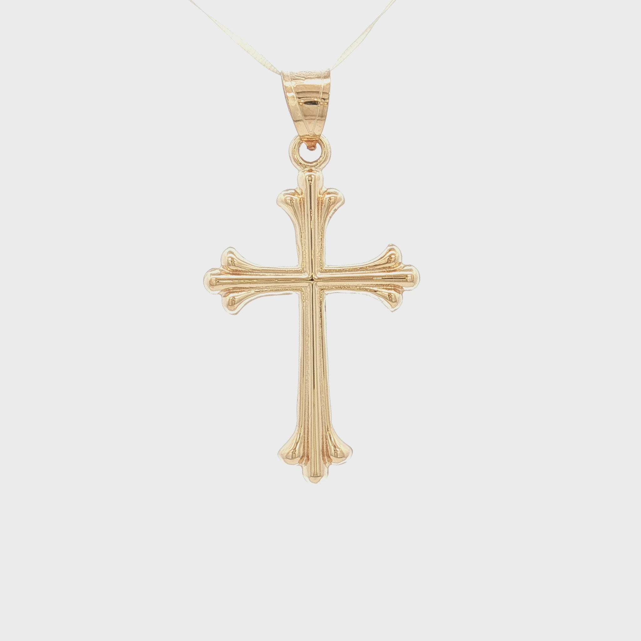 Solid 14K Double Bonded Gold Cathedral Gothic cross M pendant only video