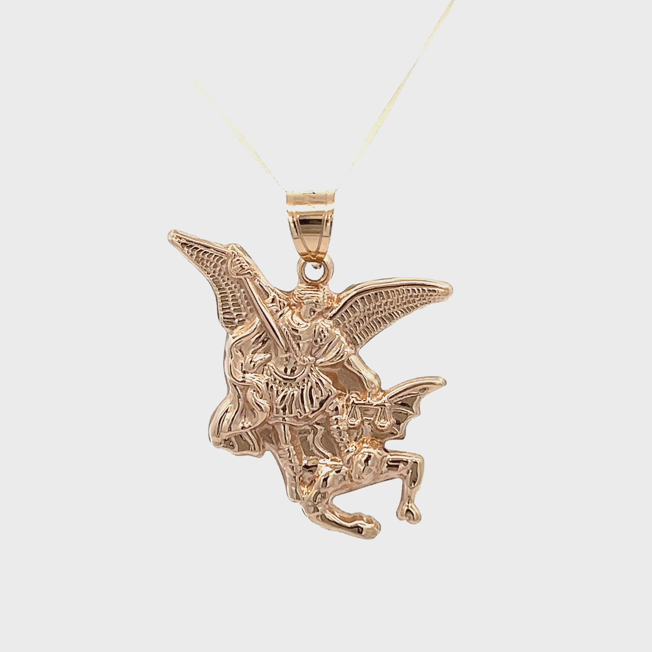 14K Yellow Gold Saint Michael the Archangel charm pendant L video