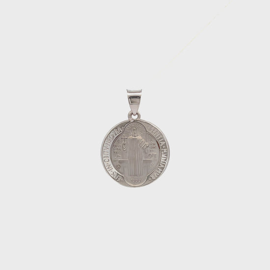 14K White Gold M S Saint Benedict Medal