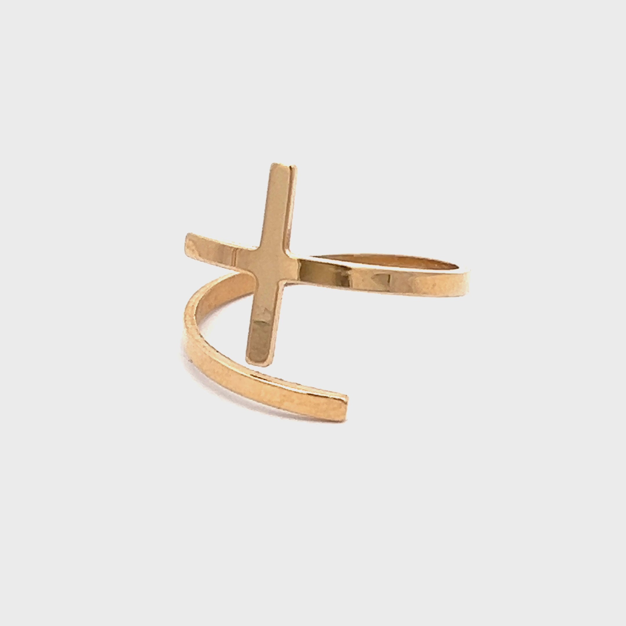 14K Yellow Gold Cross Ring Size 6 7 8