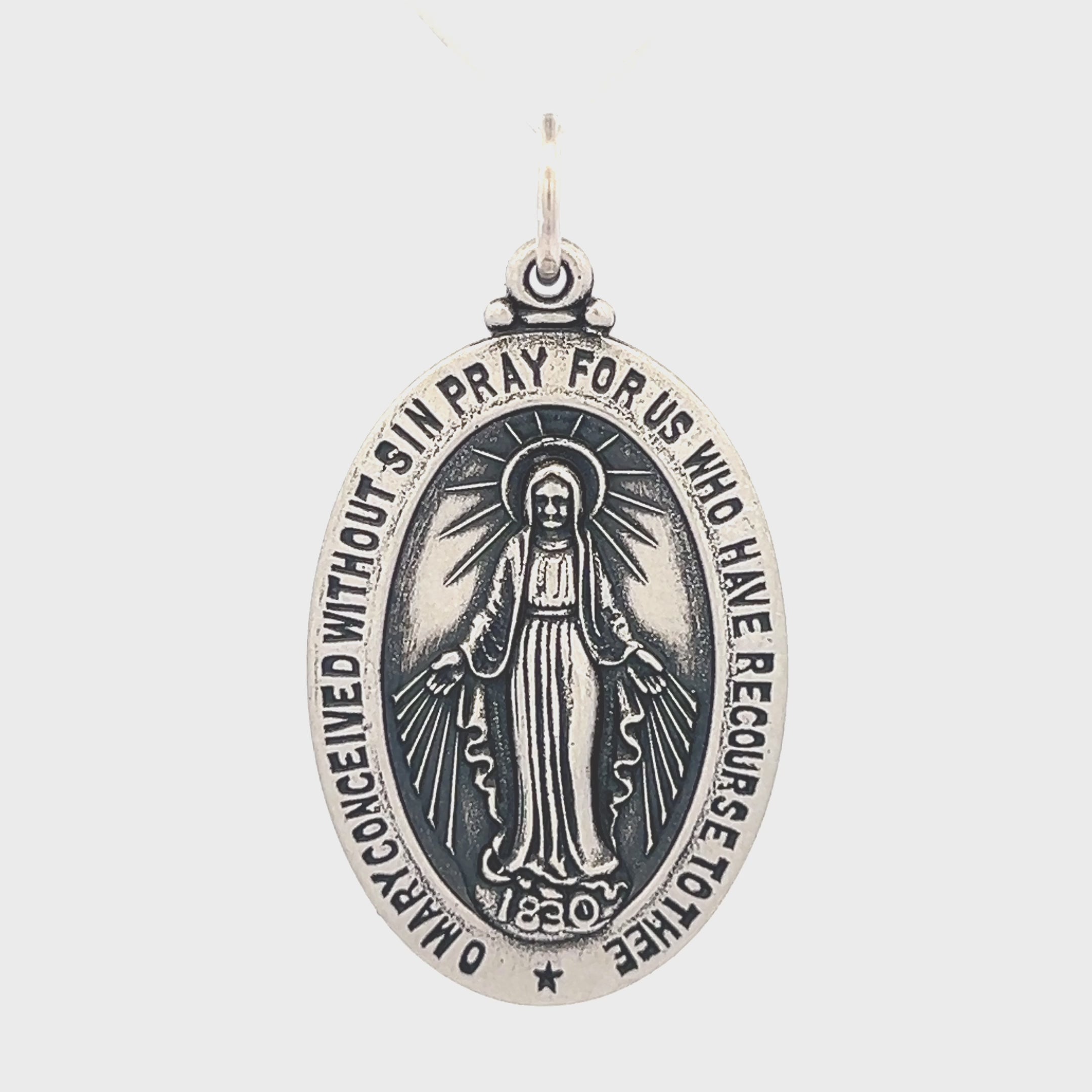 925 Antiqued Silver Miraculous Medal XL L M S XS