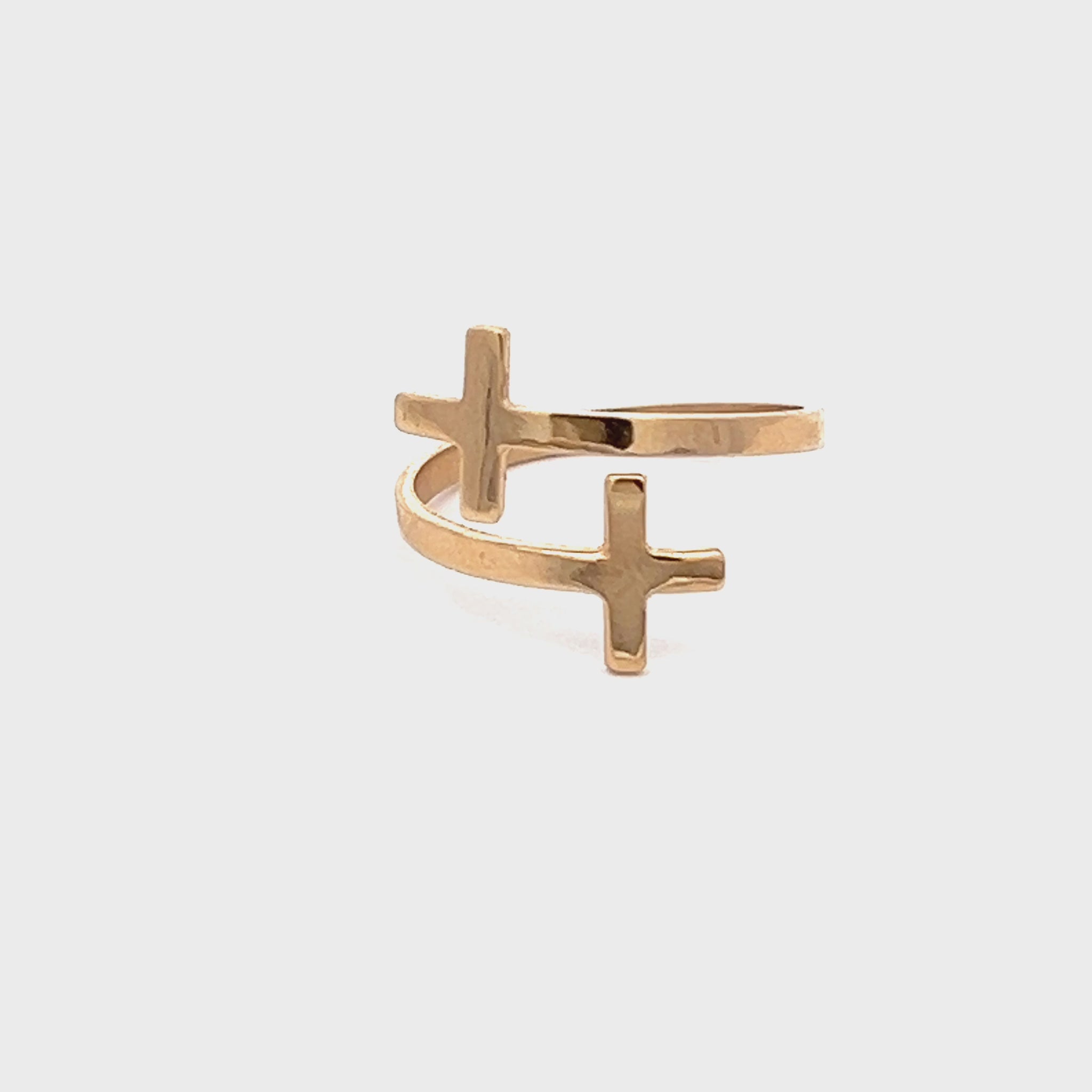 14K Yellow Gold Double Cross Ring Size 6 7 8