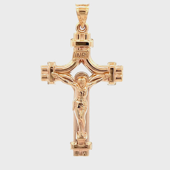 14K Yellow Gold INRI Crucifix XXL