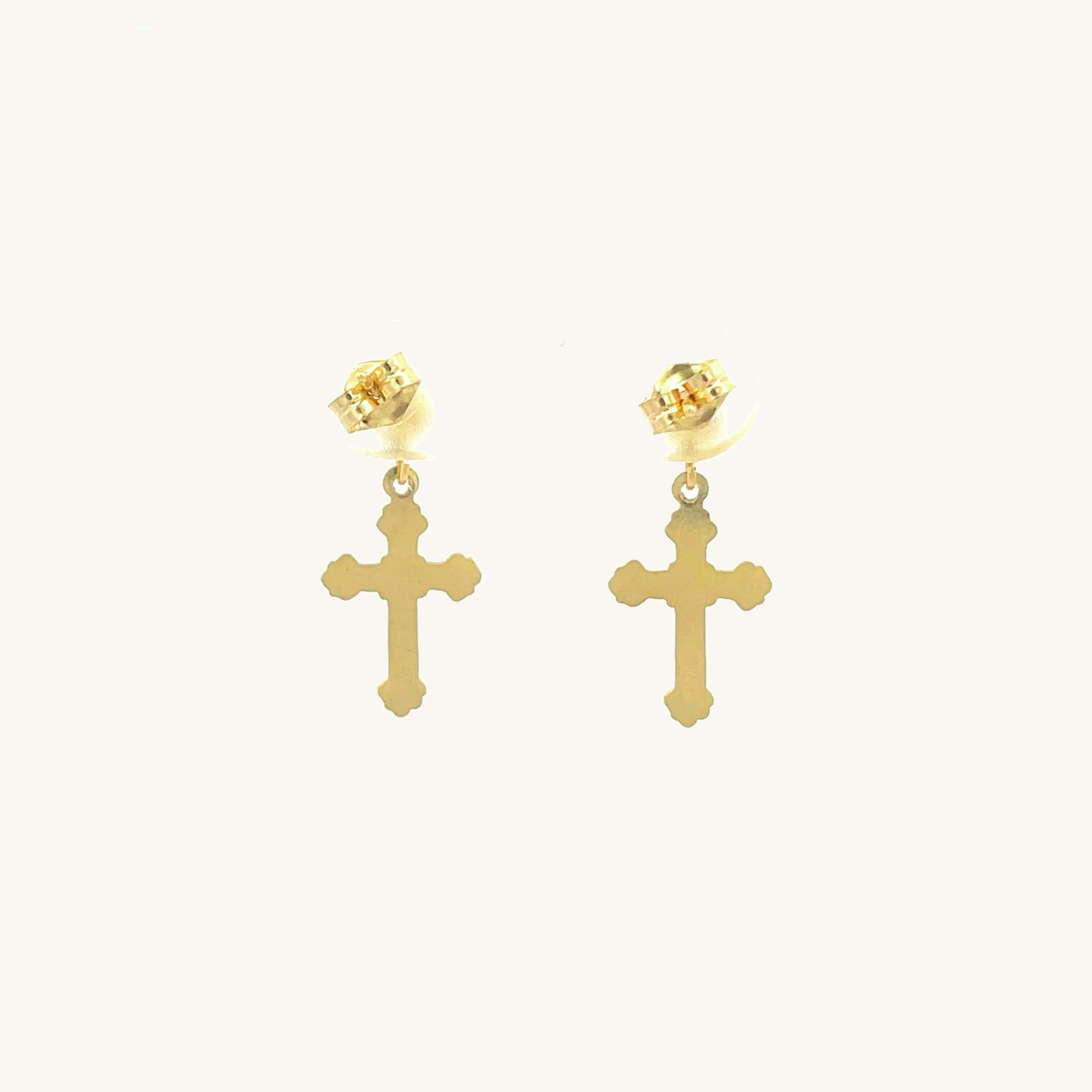 14K Yellow Gold S Crucifix Earrings