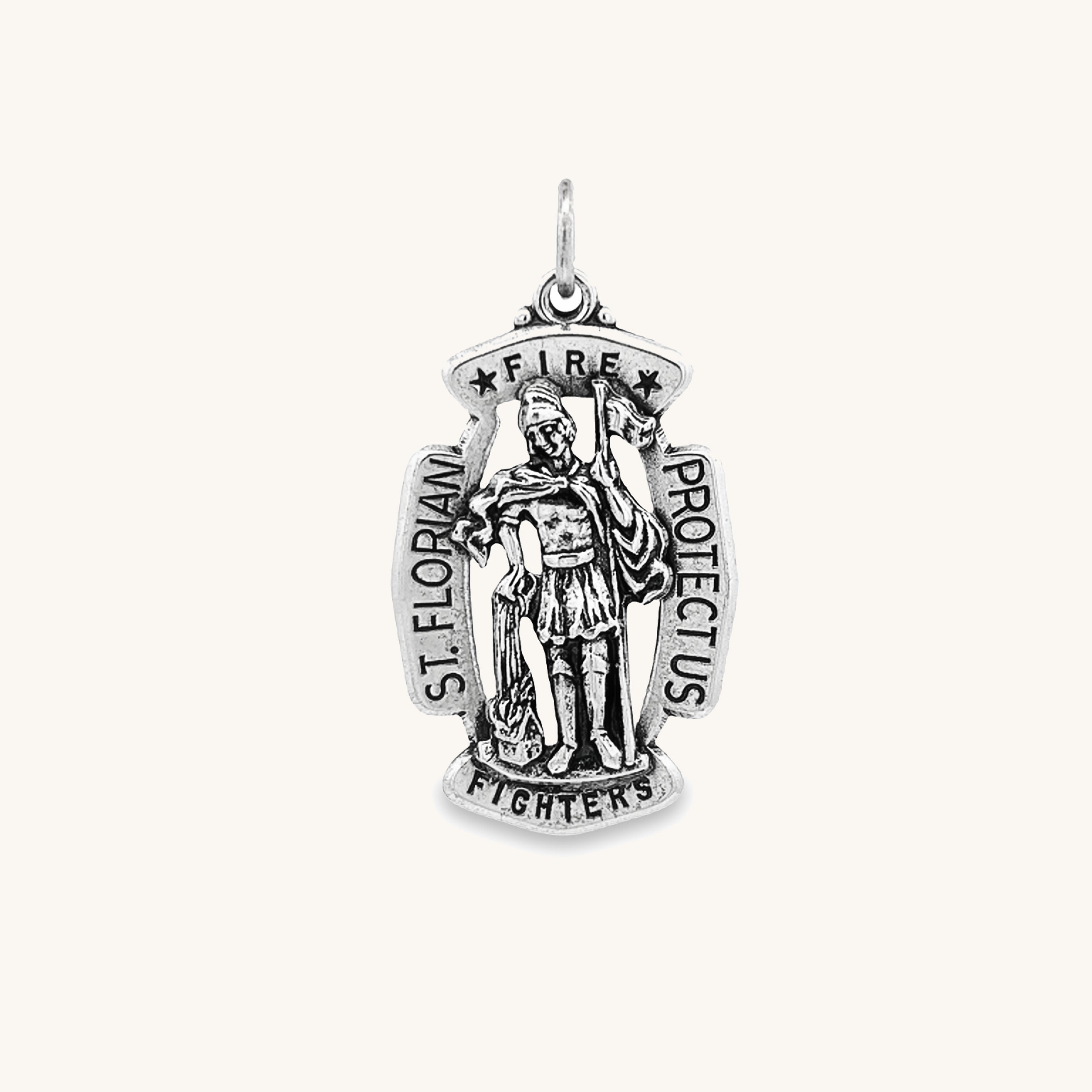 925 Antiqued Silver XL Saint Florian Badge