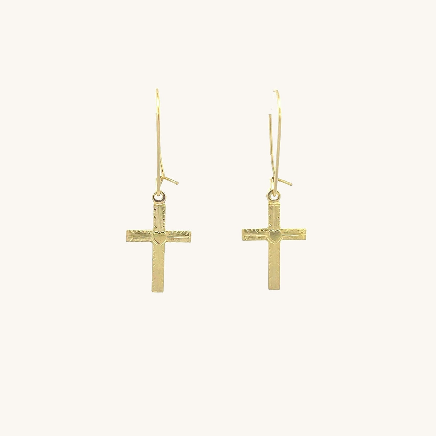 14K Yellow Gold XS Cross Earrings