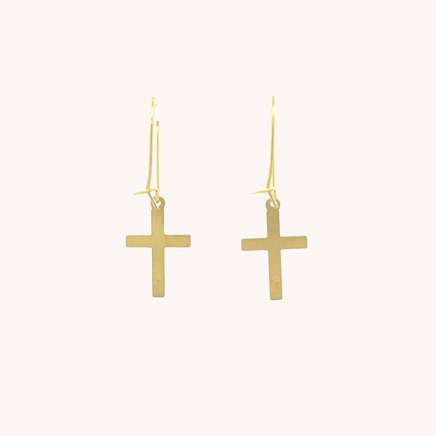 14K Yellow Gold XS Cross Earrings