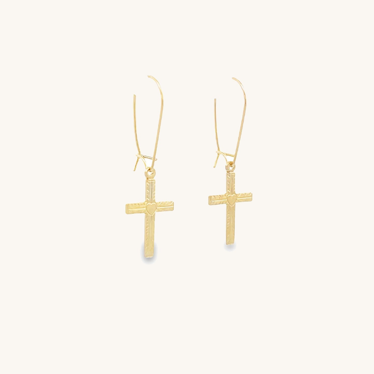 14K Yellow Gold XS Cross Earrings